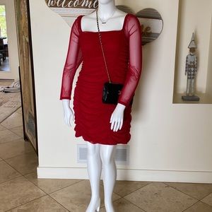 Leith Red Ruched Dress in 4X NWOT